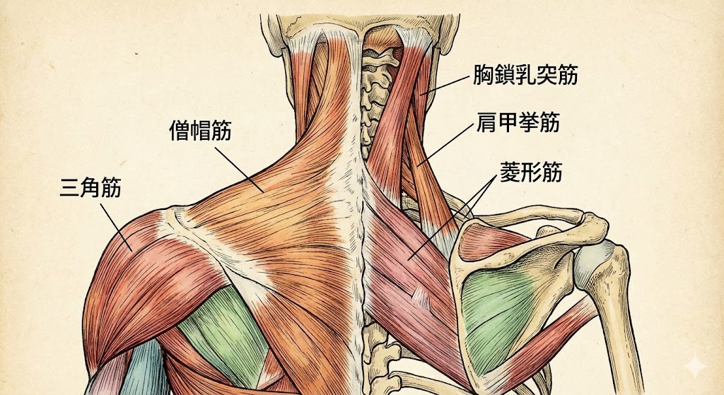 首から肩にかけての図