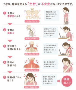 骨盤の崩れから頭痛